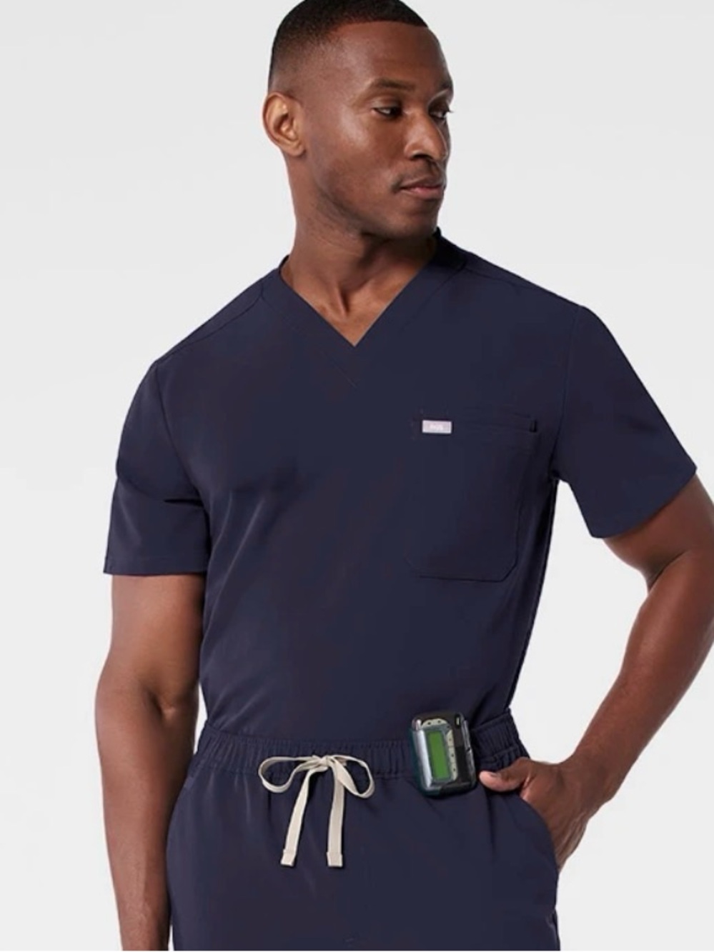 Figs Men's Navy Blue Leon V-Neck Scrub Top in Navy